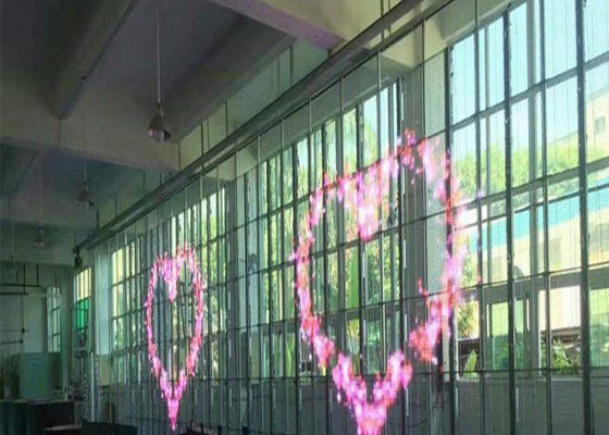 P15 Şeffaf LED Ekran Şeffaf Tam Renkli SMD3528 Enerji Tasarrufu 65746 Dos / Metrekare